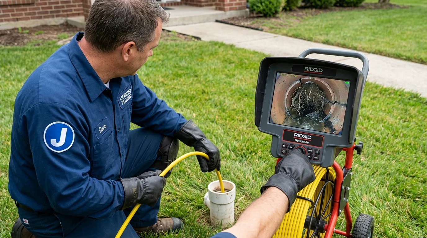 Sewer camera inspection being performed by Johns Plumbing LLC in Jim Thorpe