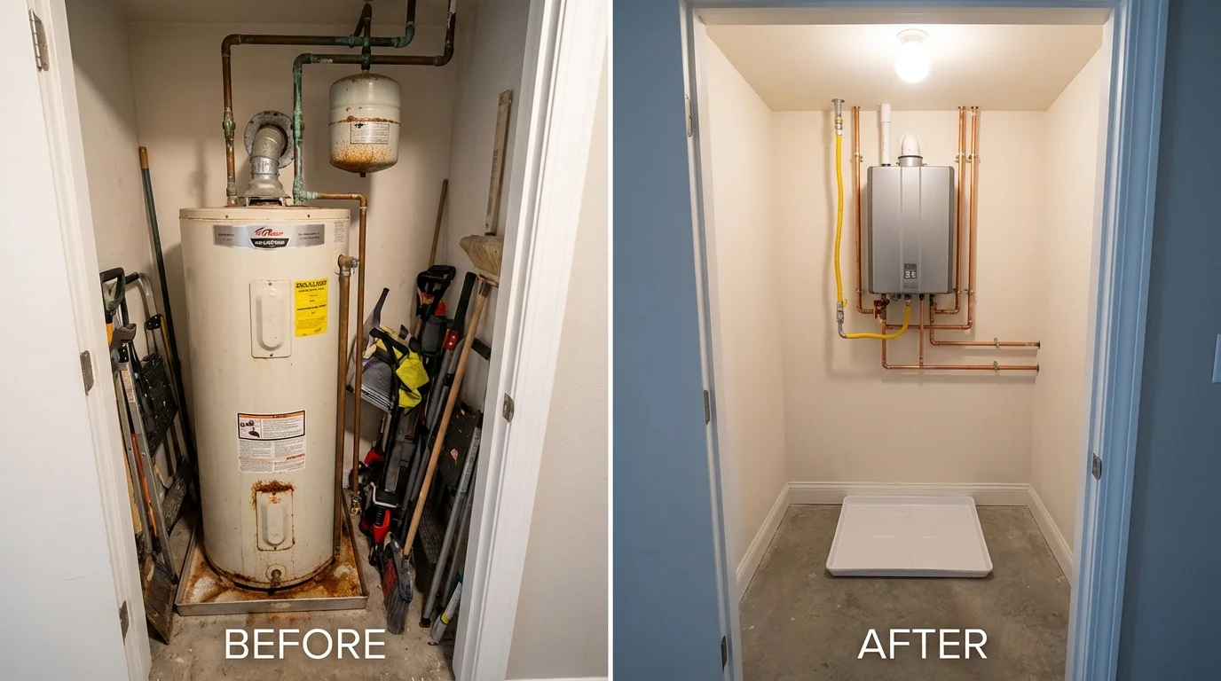 Tank water heater versus wall-mounted tankless unit comparison for Jim Thorpe, PA homeowners