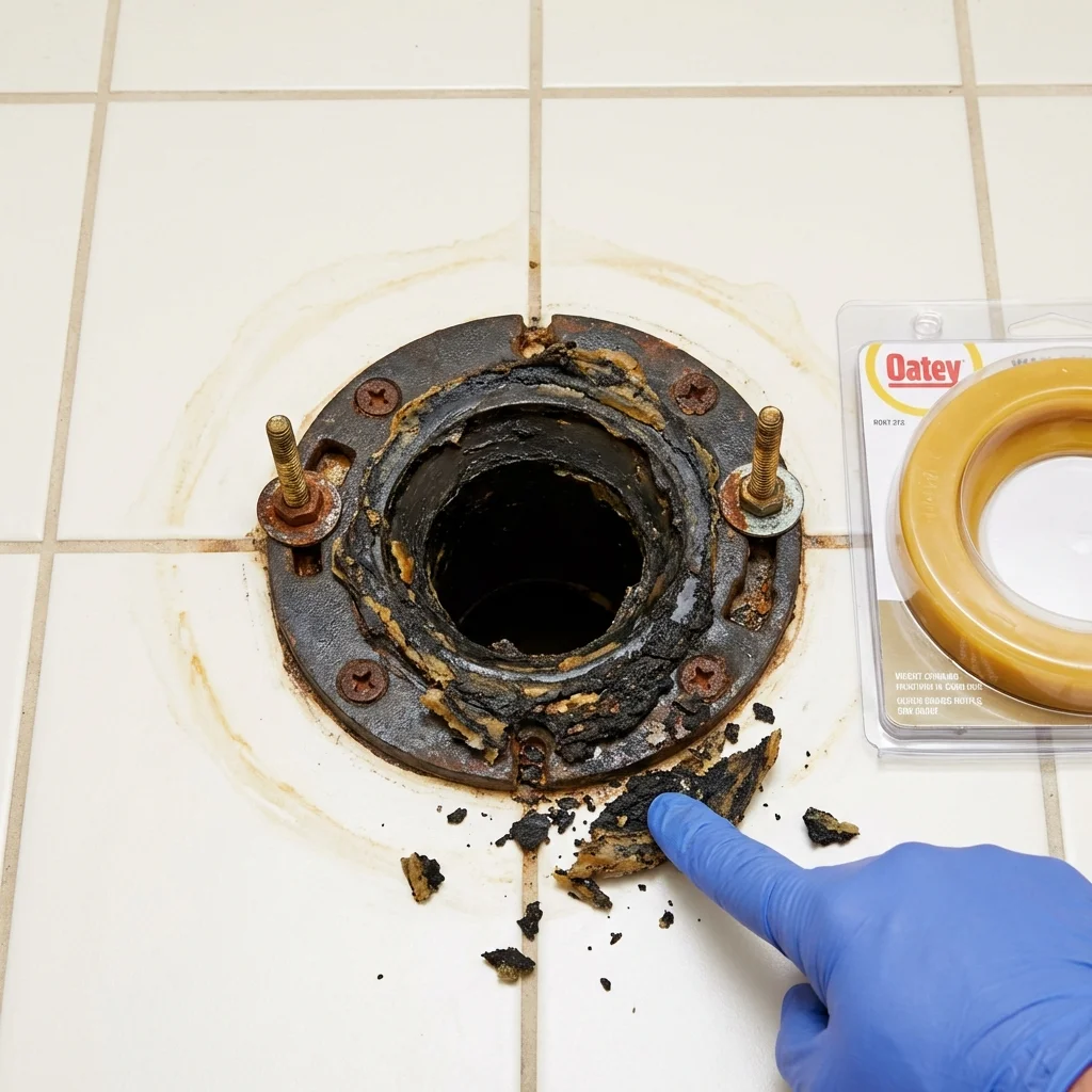 Failed wax ring showing water seepage at the base of a toilet in a Jim Thorpe, PA home