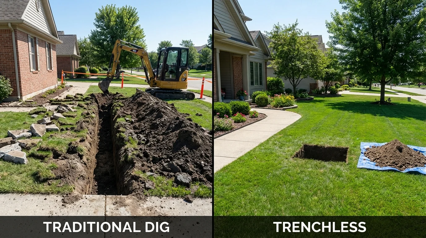 Trenchless sewer repair with minimal yard damage versus traditional excavation in Jim Thorpe, PA